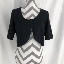 United States Sweaters Black Open-Front Cropped Shrug Cardigan Womens M