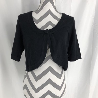 United States Sweaters Black Open-Front Cropped Shrug Cardigan Womens M