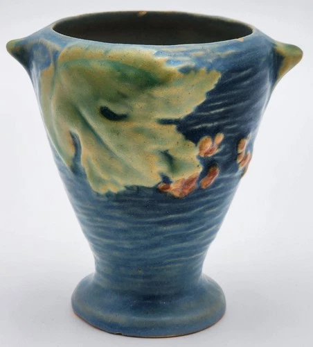 Roseville Bushberry Blue 1941 Vintage Art Pottery Ceramic Flower Vase 28-4