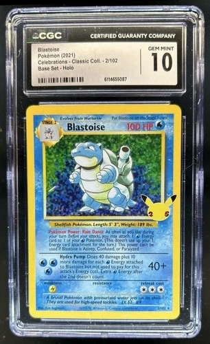 2021 Pokemon SWSH Celebrations Blastoise Classic Collection #2/102 CGC 10