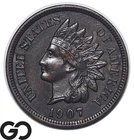 1907 Indian Head Cent Penny Choice Unc+, Sharp Strike Full LIBERTY