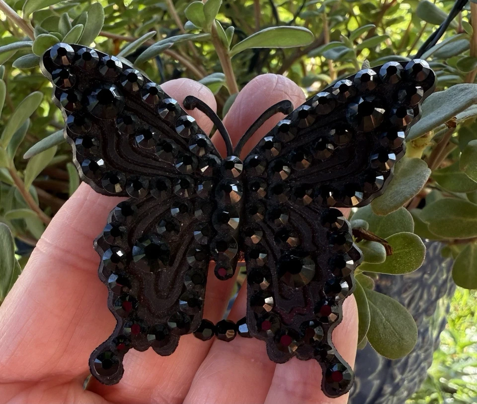 Anillo Mariposa Tarina Tarantino Negro Cristal Swarovski Ajustable Raro Era Y2K Foto 3 de 4