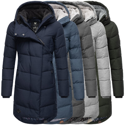 Ragwear Damen Winter Jacke Kurz Mantel Parka Kapuze Herbst warm