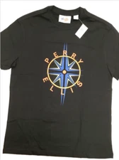 Perry Ellis Men's, Logo Short Sleeve Graphic Crew Shirt, Black, M