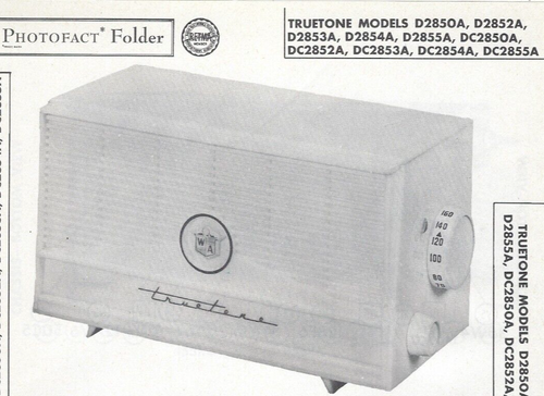 1957 TRUETONE D2850A AM RADIO a valvole fotofatto MANUALE D2852A D2853A D2854A DC2850A - Foto 1 di 2