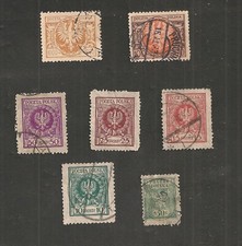 POLSKA POLOGNE COLLECTION LOT DE 7 TIMBRES ANCIENS BLASONS ARMOIRIES AIGLE