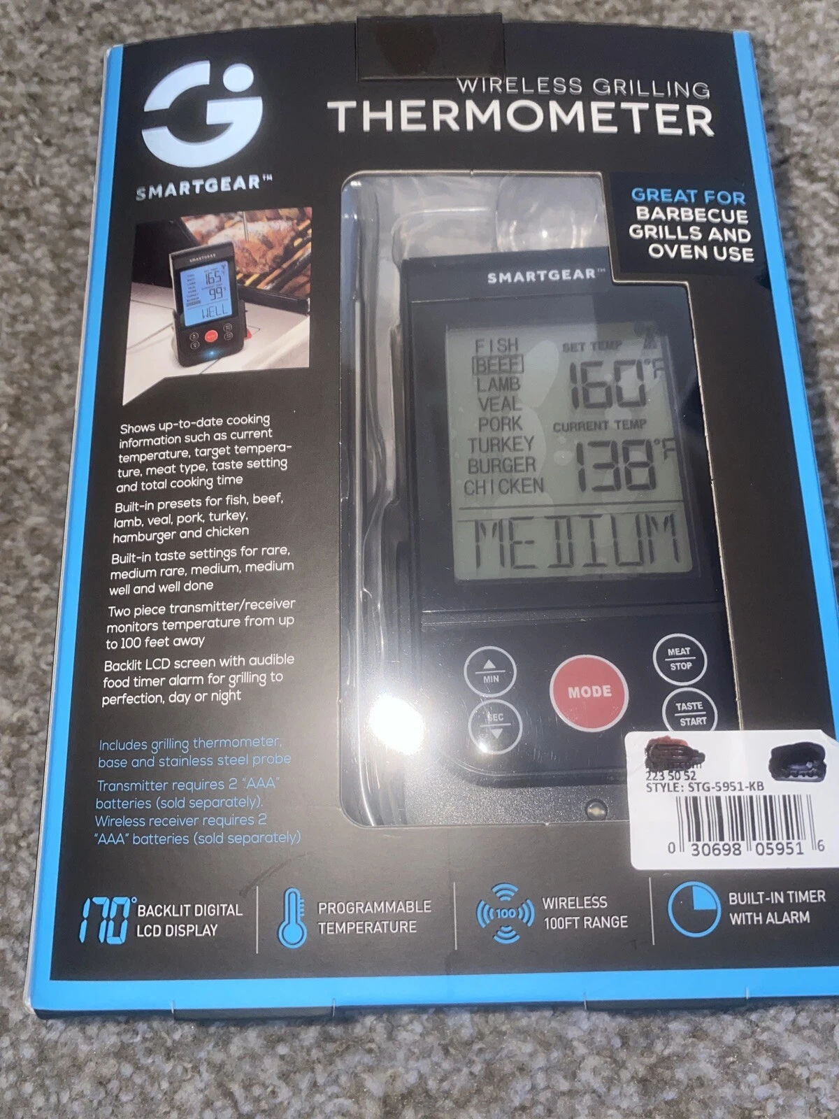 SMART GEAR - Wireless Meat Thermometer - Grill to Perfection