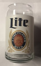Miller Lite Can Shaped 16 Ounce Beer Glass Barware Man Cave