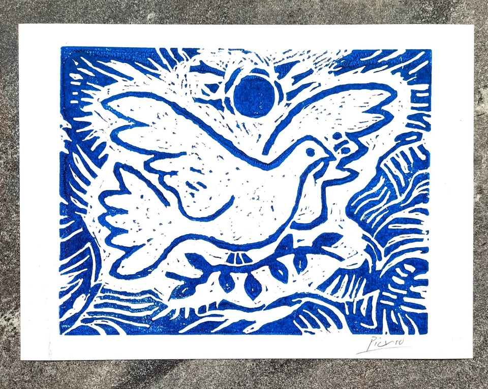 Pablo Picasso Original linocut hand signed printed from an original block — 第 3/4 张图片