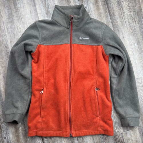 Columbia Youth Medium Boys 10-12 Full Zip Fleece Jacket Orange - Picture 3 of 4