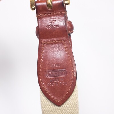 Vintage COACH 3815 Natural Linen/Brown Leather Belt w/ Brass Buckle 32 in 60 cm Vintage COACH 3815 Natural Linen/Brown Leather Belt w/ Brass  main image 4