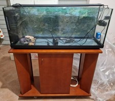 Acquario Pesci FERPLAST 100L con Neon + Mobile Armadio in Legno Ciliegio 