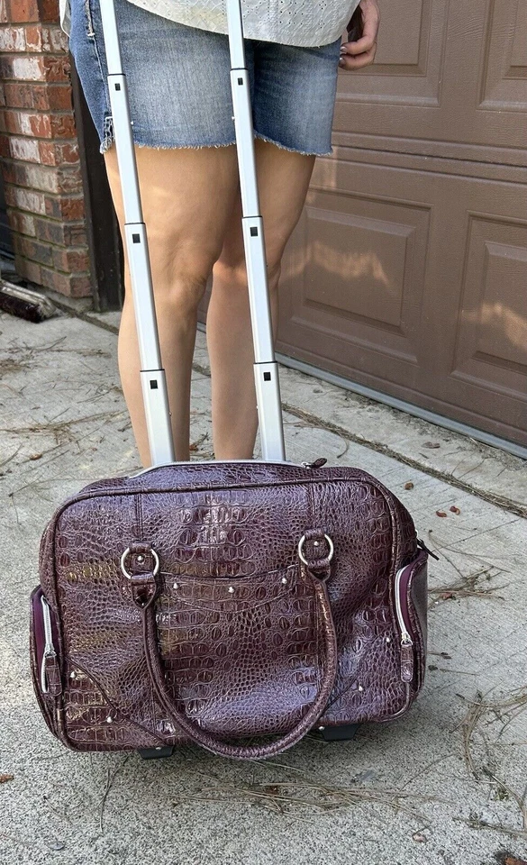 Estuche con ruedas para computadora portátil bolsa de negocios maleta con asa de ruedas estampado de cocodrilo cebra Foto 3 de 4