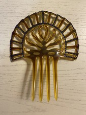 Vintage Celluloid Hair Comb With Blue Jewels
