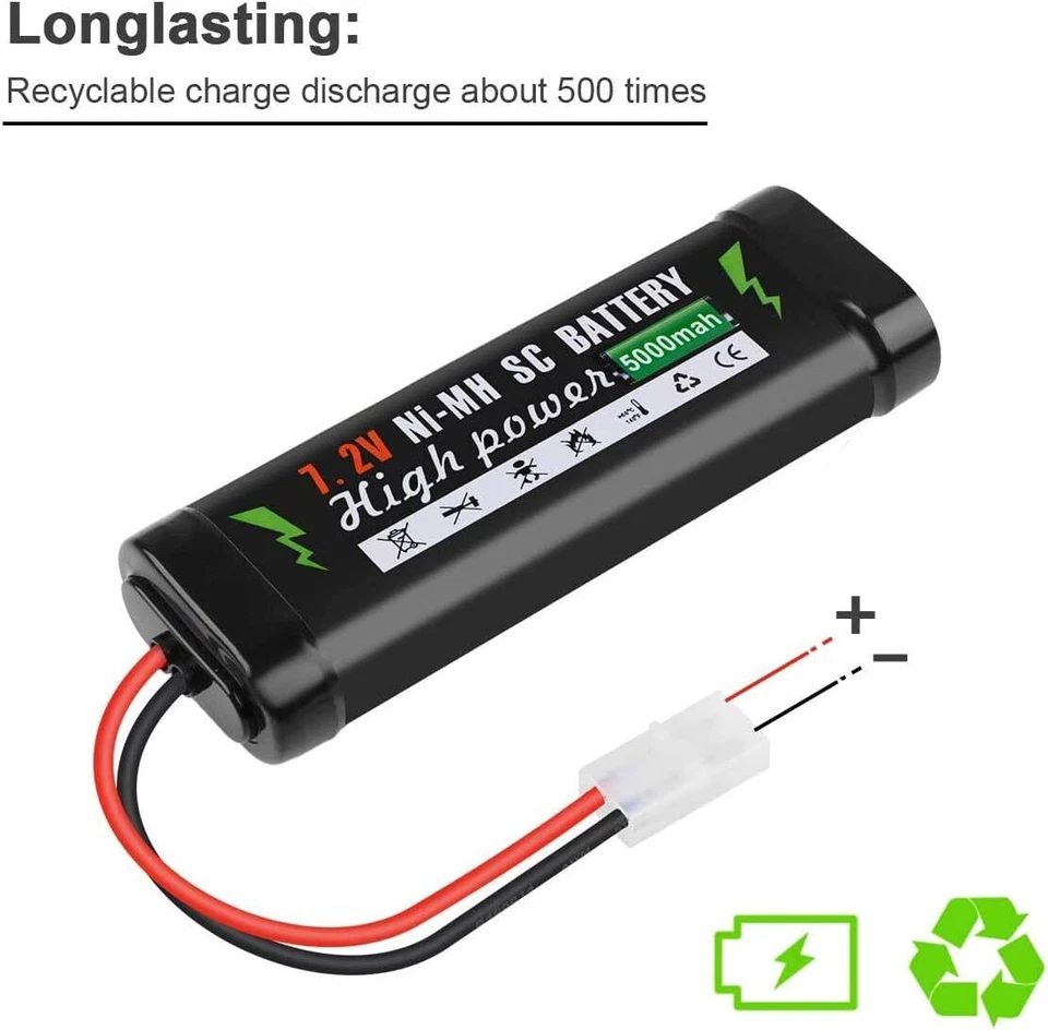 Akku Batterie 7,2V 5000mAh Ni-MH NiMh Sub-C X-treme Tuning RC Car Auto Tamiya - Bild 2 von 4