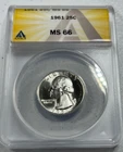 1961  Washington US Silver Quarter,   MS66 by ANACS,   an EXQUISITE coin!!!