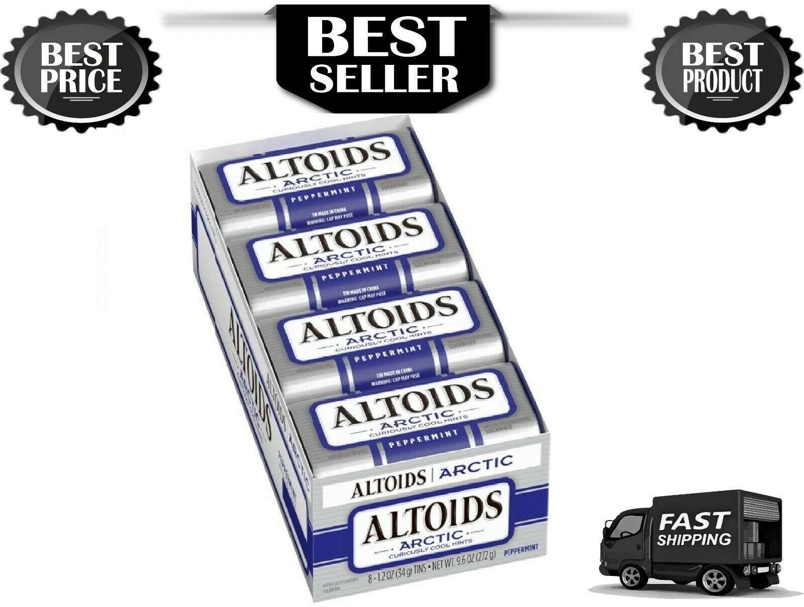 Altoids Arctic Peppermint Sugar Free Breath Mints - 1.2oz Tin/8ct New