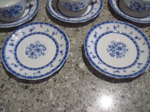 Arabia Finland Blue Finn Flower Demitasse Cups & Saucers Set of 6 + 2 Extra Sauc - Picture 2 of 14