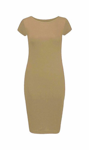 Womens Ladies Short Sleeve Bodycon Cap Sleeve Midi Dress Plus Size 8-26 - Picture 9 of 19