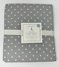 Pottery Barn Kids Organic Pin Dot Toddler Bed Duvet Cover Grey 36x50
