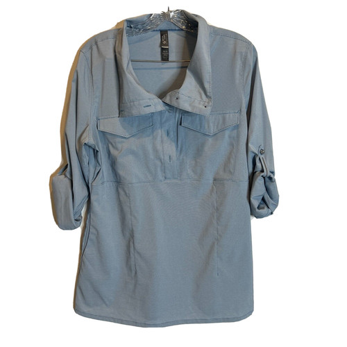 Mountain Hard Wear Womens Medium Thin Striped Full Button Roll Tab Shirt