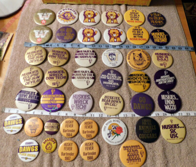 #ad #ad UW University Washington HUSKIES Husky Fever Football Rose Bowl Pin Lot of 43 $192.78