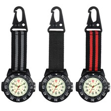 Outdoors Clip-On Nurse Carabiner Backpack Nylon Band Luminous 24H Quartz Watch