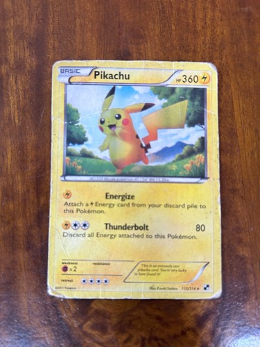 Pikachu Pokemon Card Base Set 115 Black & White 2011