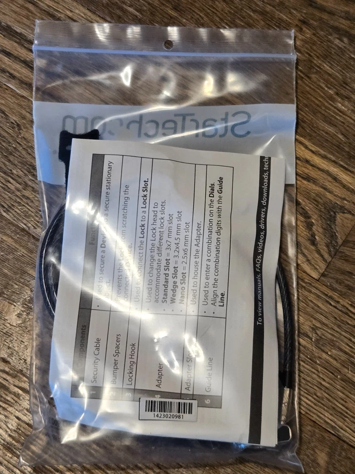 Box of 10 StarTech 6.6Ft 3-in-1 Cable 4-Digit Combination Security Laptop Lock - Image 3 of 4