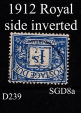 D239  Postage Due 1914 KGV Royal sideways INVERTED  FU    D8wi