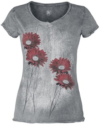 Outer Vision T-Shirt Damen Gerbera Magic Day grau Rockwear
