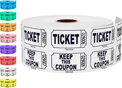 1000 Raffle Tickets White Double Roll Event Entry Fundraiser Reward Prize