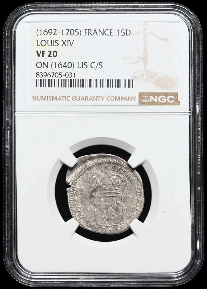FRANCE, American Colonies. Edict of 1692, Billon 15 Deniers, NGC VF20 - Image 3 of 4