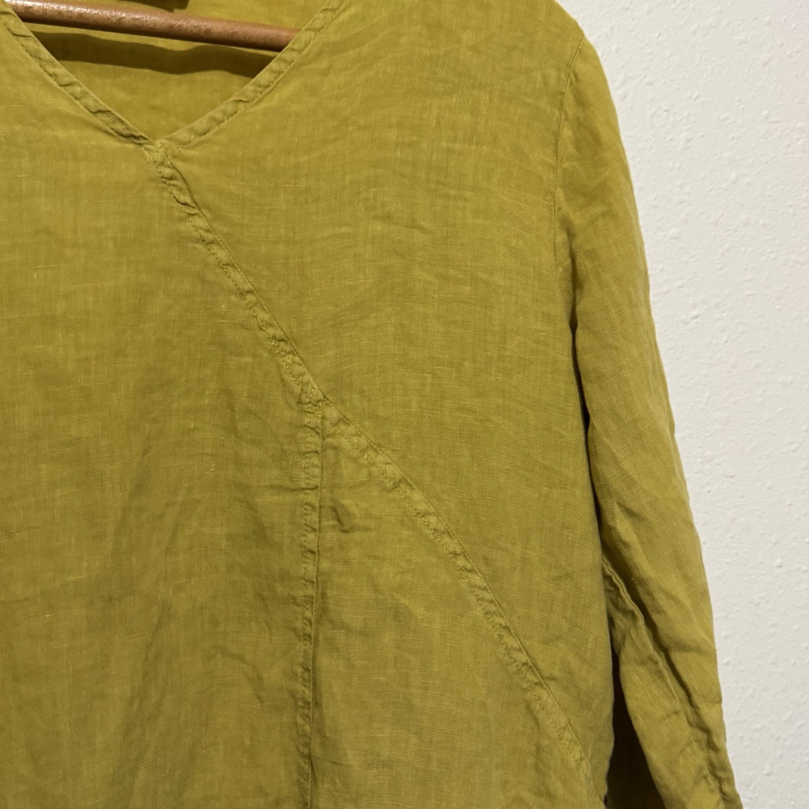 Match Point USA Linen Mini Dress Tunic Shift Size Medium Marigold Lagenlook