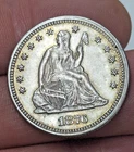 ANTIQUE 1876 SEATED LIBERTY QUARTER DOLLAR SILVER US COIN 90% SILVER AMERICA