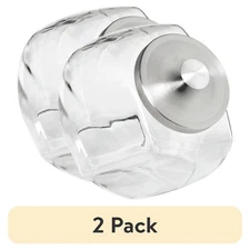 (2 pack)  Silver Glass with Lid Penny Candy Glass Jar