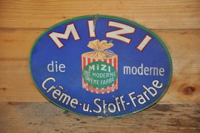 Altes Reklameschild 30er Jahre,MIZI,Creme Farbe,Maler,Kunst,Handwerk,Fassade
