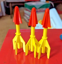 3 NEW A.C. GILBERT erector set STYLE REPLACEMENT RED/YELLOW  ROCKET RARER COLOR