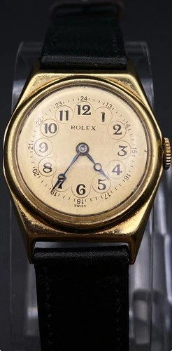 Rolex 14k Solid Gold 1920s Telephone Dial Vintage Watch