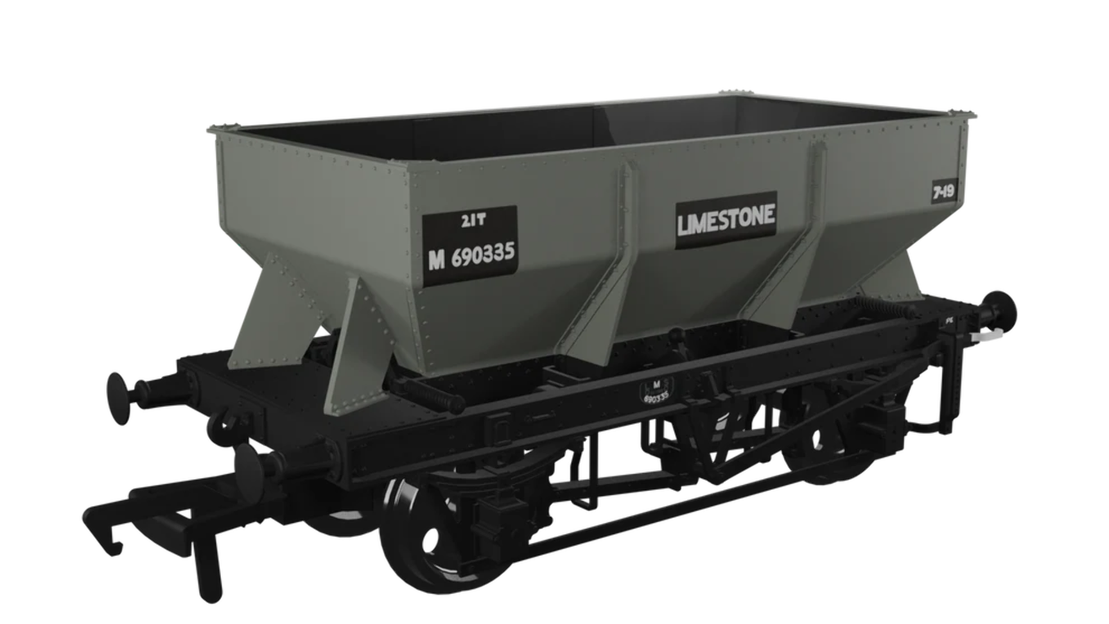Rapido Trains 963010 OO Gauge LMS Iron Ore Hopper – BR (Limestone) No.M690335