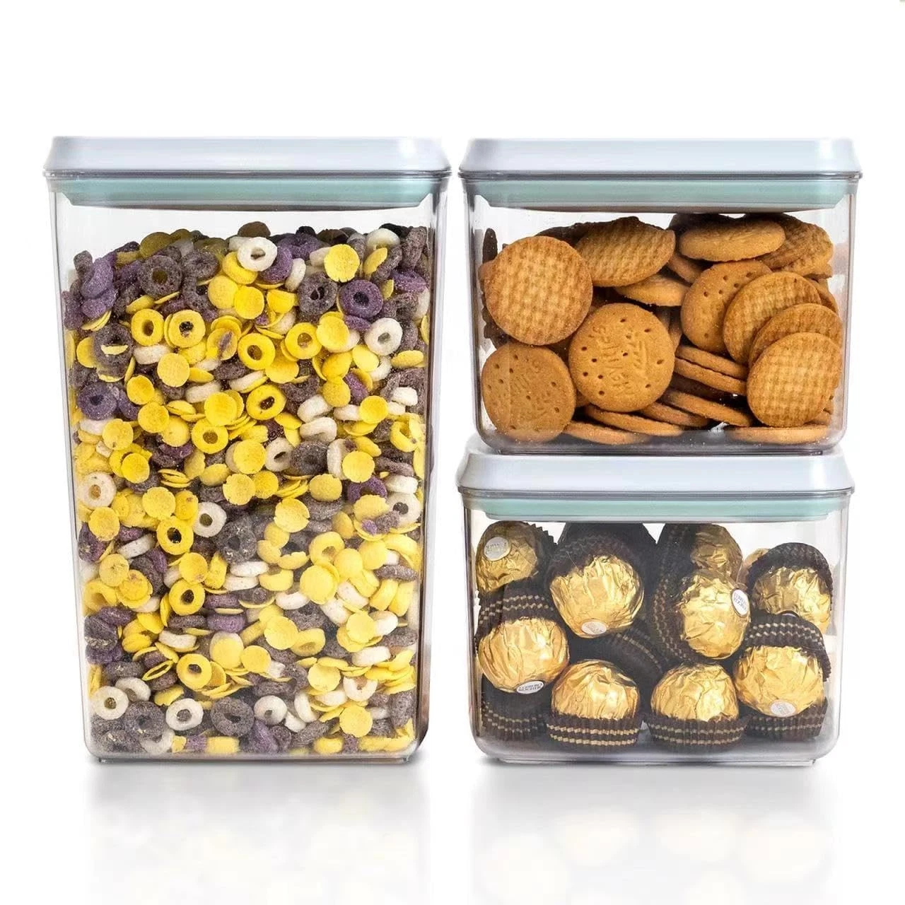 Pop Top Food Storage Containers, 3-Piece Pantry Containers with Lids Airtight...