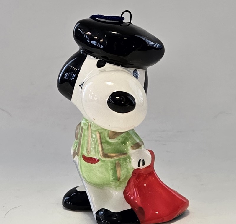 Vtg. Peanuts Snoopy Bull Fighter Matador Ornament Japan