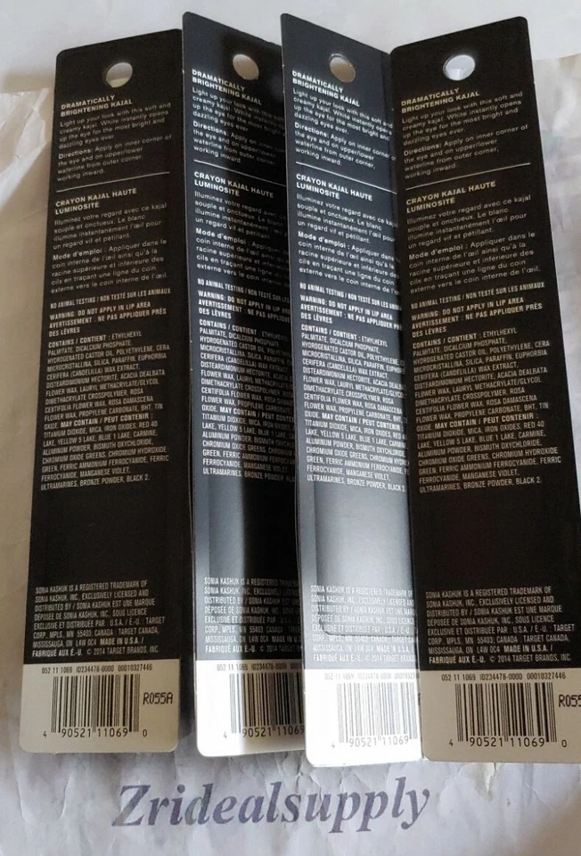 Delineador de ojos Sonia Kashuk dramáticamente iluminador Kajal blanco lápiz gel PACK DE 4 Foto 2 de 2