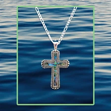 Abalone Stone Cross Necklace