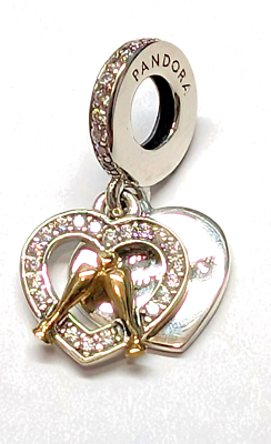Authentic Pandora Charm, 2-Tone Happy Anniversary Dangle