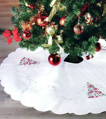 2 x Weihnachtsbaum Decke 120cm Weiß & Orange Christbaum Tannenbaum Unterlage