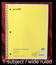 Pen gear 1 Subject Spiral Notebook, 70 Wide Ruled Sheets 10.5 x8 Yellow