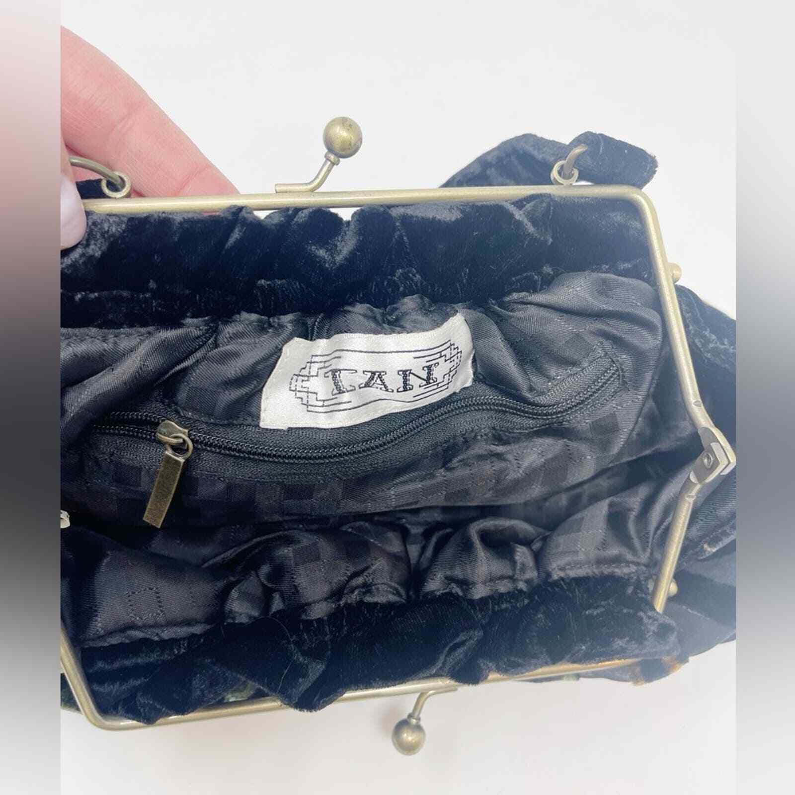 Tan velvet satchel handbag purse multicolor - image 6