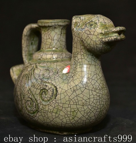 6.2" Markiert Old Chinese Song Dynasty Ge Kiln Porzellan Ente Topf Wasserkocher - Bild 9 von 11
