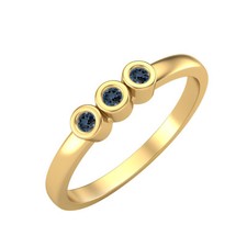 925 Sterling Silver Gold Plated London Blue Topaz Three Stone Stackable Ring